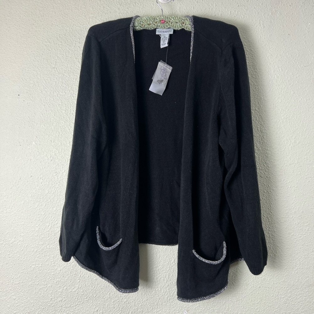 Catherines Black & Silver Whimsigoth Open Front Cardigan Sweater size 2X - Picture 1 of 7